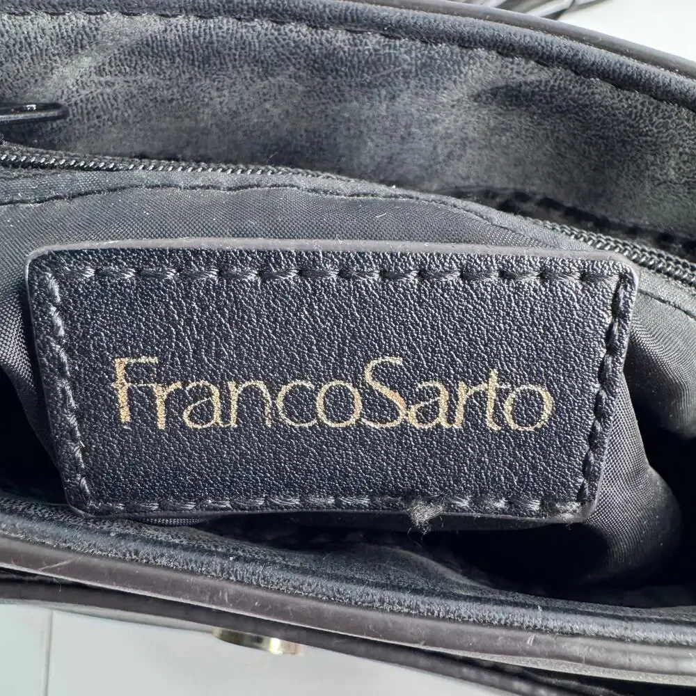 Vintage Franco Sarto Grey Saddle Bag Crossbody Purse Gray Leather Tassels 10x9